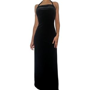 Vintage 2000s Black Velvet Maxi Dress (XS-S)